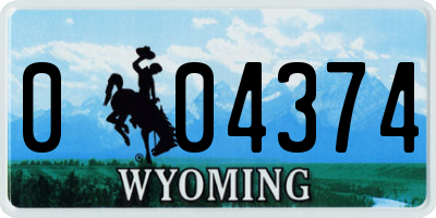 WY license plate 004374