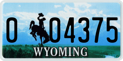 WY license plate 004375