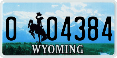 WY license plate 004384