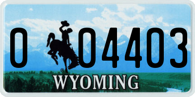 WY license plate 004403