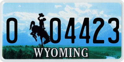 WY license plate 004423