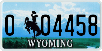 WY license plate 004458