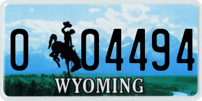 WY license plate 004494