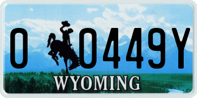 WY license plate 00449Y
