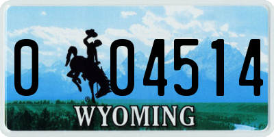 WY license plate 004514