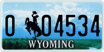 WY license plate 004534