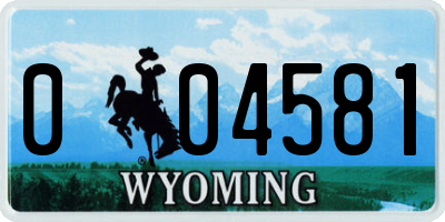 WY license plate 004581