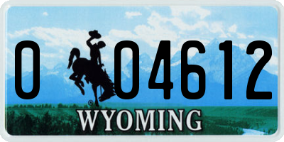 WY license plate 004612