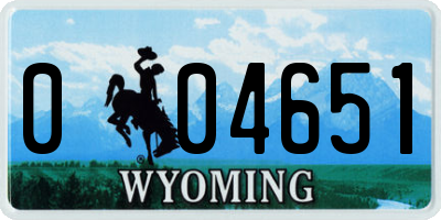 WY license plate 004651