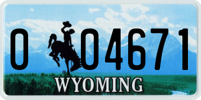 WY license plate 004671