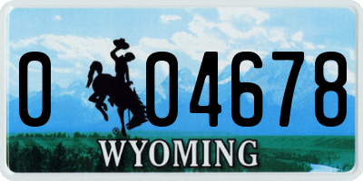 WY license plate 004678