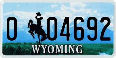 WY license plate 004692