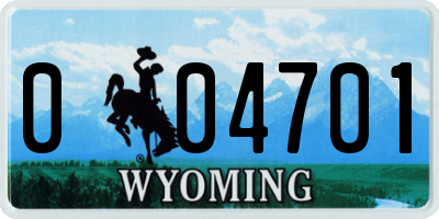 WY license plate 004701