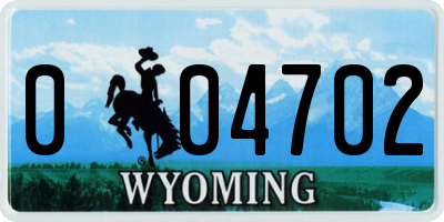 WY license plate 004702