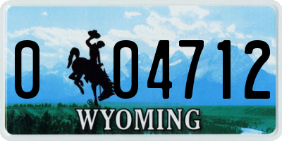 WY license plate 004712