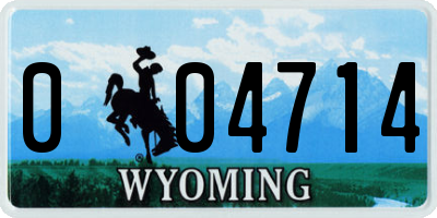 WY license plate 004714