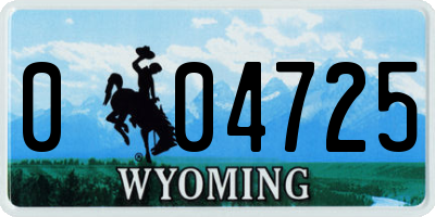 WY license plate 004725