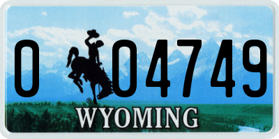 WY license plate 004749