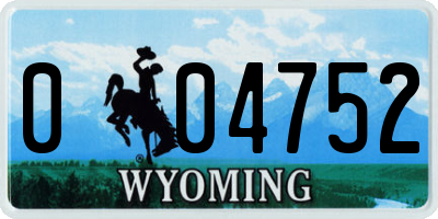 WY license plate 004752