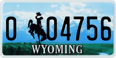 WY license plate 004756