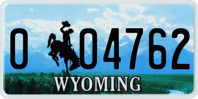 WY license plate 004762