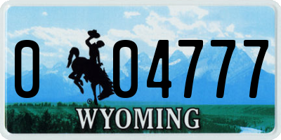 WY license plate 004777