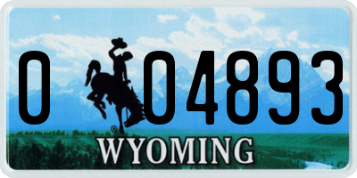 WY license plate 004893