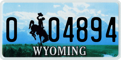 WY license plate 004894