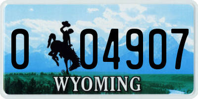 WY license plate 004907