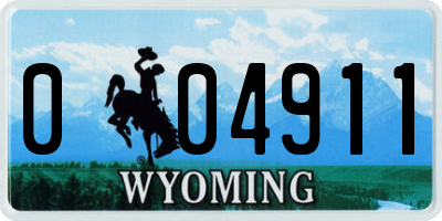 WY license plate 004911