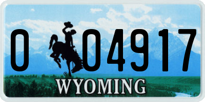 WY license plate 004917