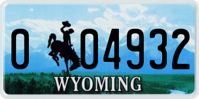 WY license plate 004932