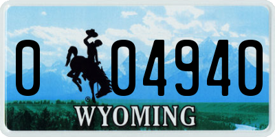 WY license plate 004940