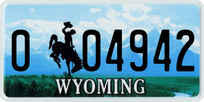 WY license plate 004942