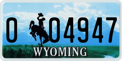 WY license plate 004947