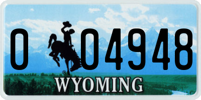 WY license plate 004948