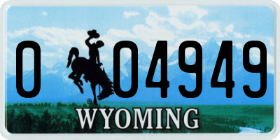 WY license plate 004949