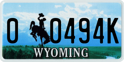 WY license plate 00494K