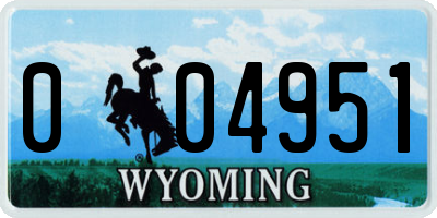 WY license plate 004951