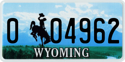 WY license plate 004962