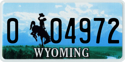 WY license plate 004972