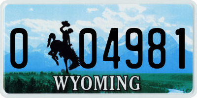 WY license plate 004981