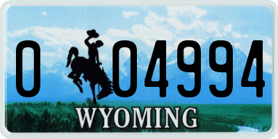 WY license plate 004994