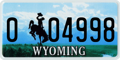 WY license plate 004998