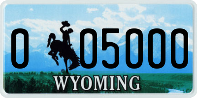WY license plate 005000