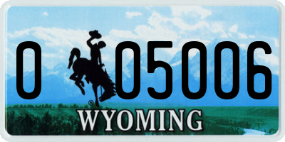 WY license plate 005006