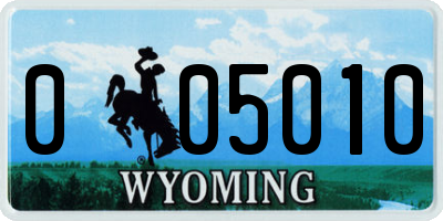 WY license plate 005010