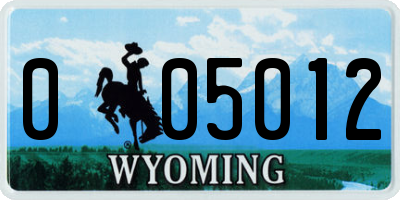 WY license plate 005012