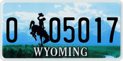 WY license plate 005017