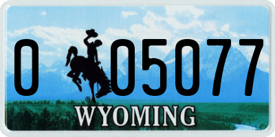 WY license plate 005077